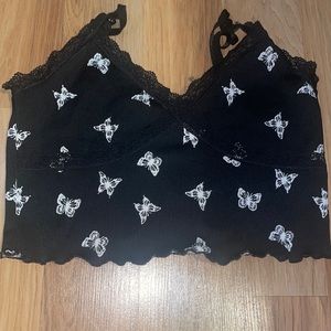 Black lace butterfly top